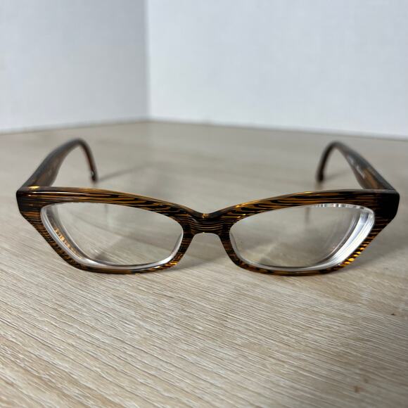 Fiction by L.A. Eyeworks BOA 076-076 Eyeglasses FRAMES ONLY Striped Brown main image 5